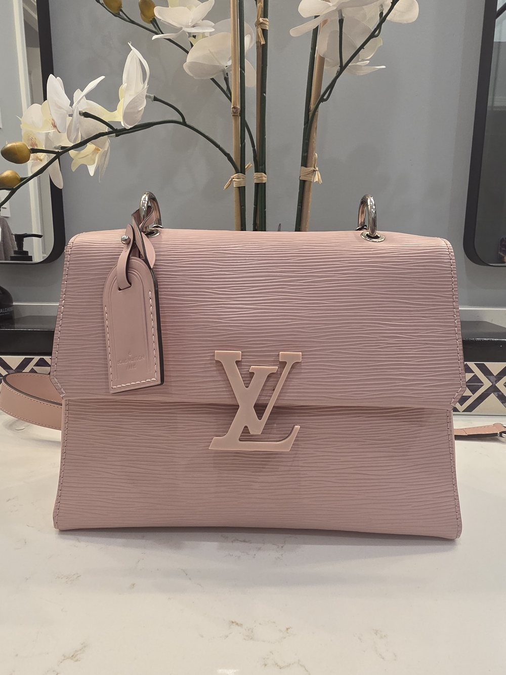 Louis Vuitton Twist MM Epi Leather Pink Top Handle Crossbody Bag